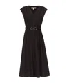 Michael Kors Stretch Organic Cotton Poplin Midi Dress In Black