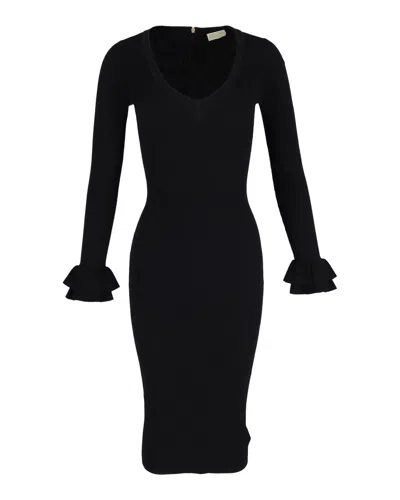 Michael Kors V-neck Knitted Dress In Black