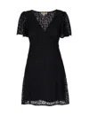 Michael Kors V-neck Lace Dress In Nero