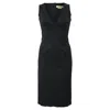 Michael Kors V-neck Midi Dress In Black Polyester In Black