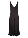 Michael Kors V-neck Pleated Midi Dress In Black