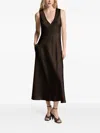 Michael Kors V-neck Pocket Midi Dress In Brown