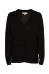 MICHAEL KORS V-NECK RIB TRIM SWEATER