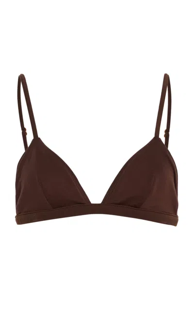 Michael Kors V-neck Sand Washed Linen Suiting Bra Top In Brown