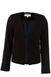 Michael Kors V-neck Studded Blazer In Black