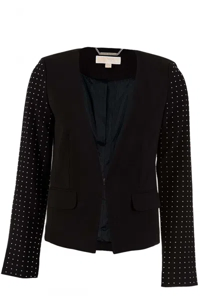 Michael Kors V-neck Studded Blazer In Black