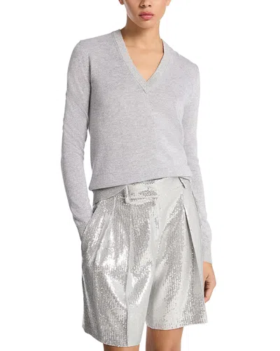 Michael Kors V Neck Sweater In Silver