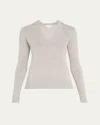 Michael Kors V-neck Wool Sweater In Pearlsilv
