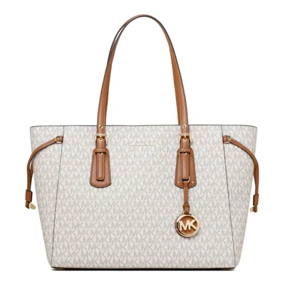Michael Kors Vanilla Coated Canvas Bags In Gray