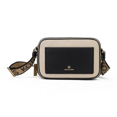 Michael Kors Vanilla Maeve White/black Crossbody Bag In Multi