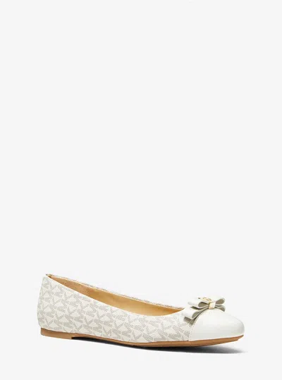 Michael Kors Vanilla Textile Flat Shoes In White