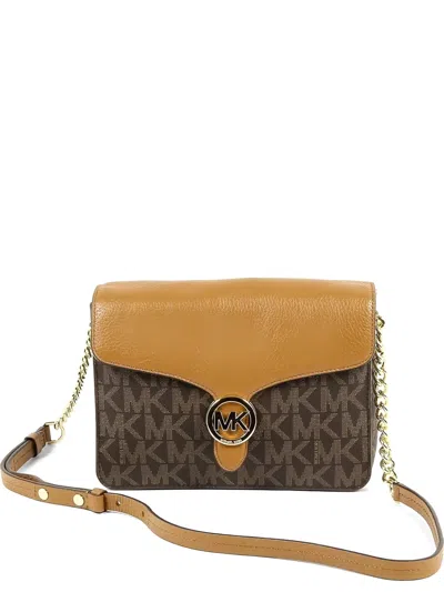 Michael Kors Vanna Logo-monogram Cross Body Bag In Brown