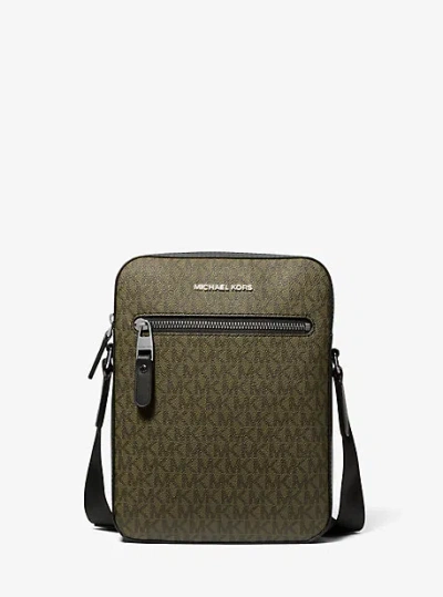 Michael Kors Varick Logo Flight Bag In Green