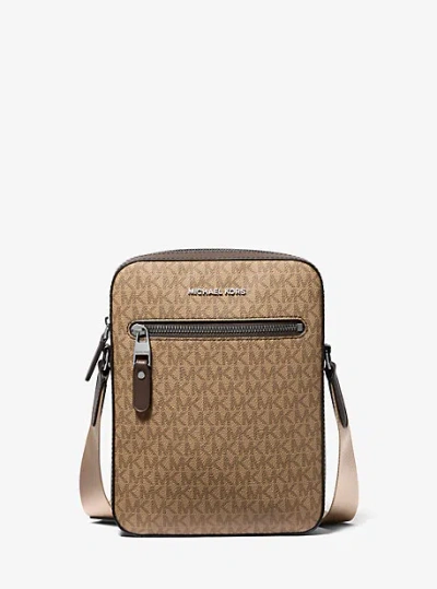 Michael Kors Varick Logo Flight Bag In Natural