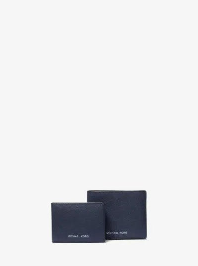 Michael Kors Varick Saffiano Leather Billfold Wallet With Passcase In Blue