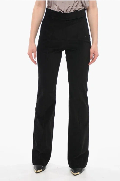 Michael Kors Velour High-waisted Pants With Front Pleats In Black