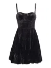 Michael Kors Velvet Bustier Smock Dress In Black