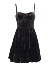 Michael Kors Velvet Bustier Smock Dress In Black