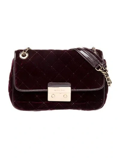 Pre-owned Michael Kors Velvet Crossbody Bag In Burgundy