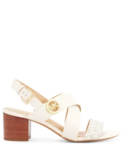 Michael Kors Vera Logo-plaque Leather Sandals In Nude