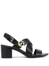 Michael Kors Vera Logo-plaque Leather Sandals In Schwarz