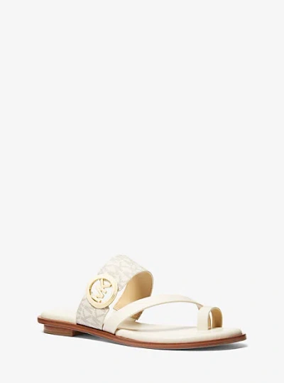 Michael Kors Vera Signature Logo Sandal In Natural