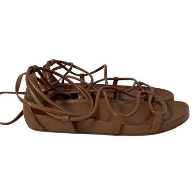 Michael Kors Vero Lace-up Sandal In Luggage Brown Leather