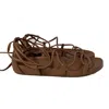Michael Kors Vero Lace-up Sandals In Luggage Brown Leather In Brown