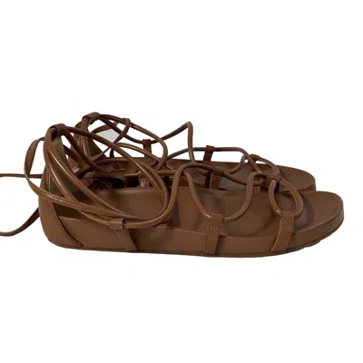 Michael Kors Vero Lace-up Sandals In Luggage Brown Leather