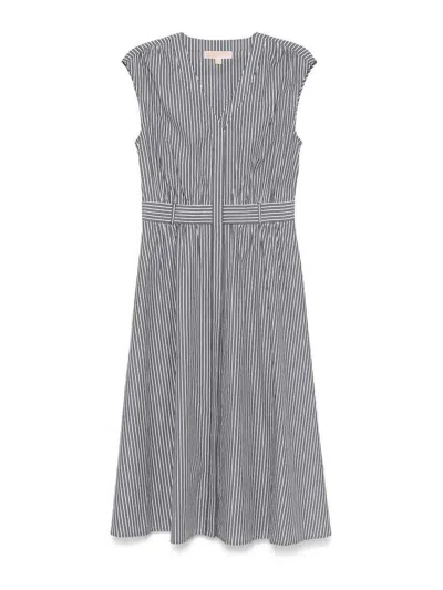 Michael Kors Stripe Dress In White/black