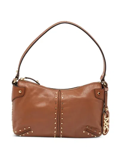 Pre-owned Michael Kors Vintage 2004 Astor Studded Shoulder Bag In Brown