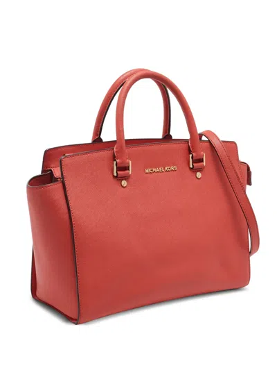 Pre-owned Michael Kors Vintage 2024 Saffiano Leather Satchel Bag In Red