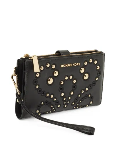 Pre-owned Michael Kors Vintage Adele Stud-embellished Wallet In Black