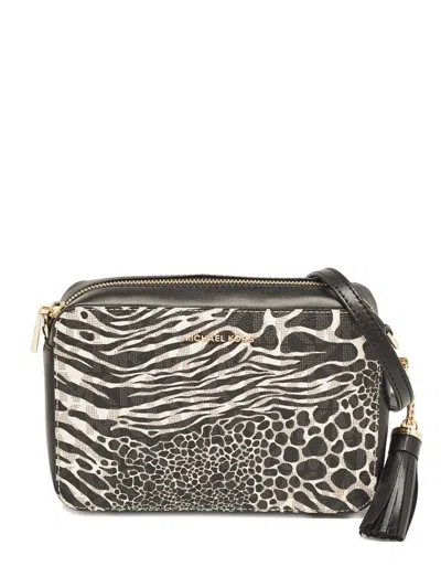 Pre-owned Michael Kors Vintage Animal-print Crossbody Bag In Black