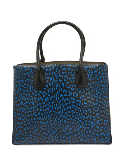 Pre-owned Michael Kors Vintage Animal-print Leather Tote Bag In Black