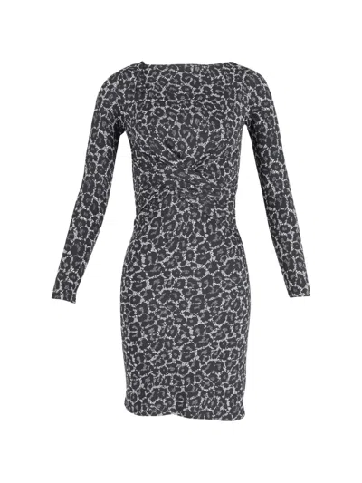 Pre-owned Michael Kors Vintage Animal-print Midi Dress In Black