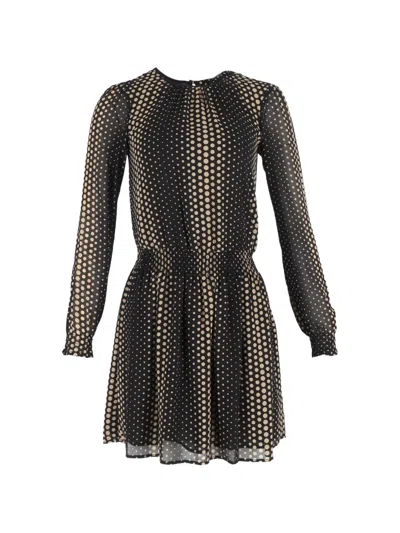 Pre-owned Michael Kors Vintage Aralia Polka-dot Mini Dress In Black