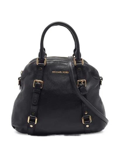Pre-owned Michael Kors Vintage Bedford Belted Leather Satchel Bag In Black