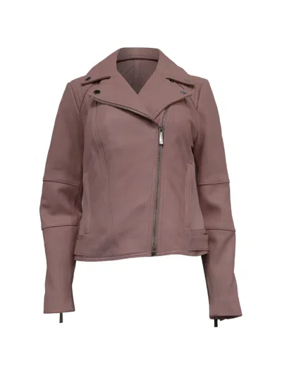 Pre-owned Michael Kors Vintage Biker Leather Jacket In Pink