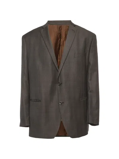 Pre-owned Michael Kors Vintage Checked Single-breasted Blazer In Brown