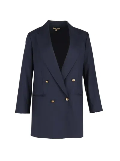 Pre-owned Michael Kors Vintage Double-breasted Long Blazer In Blue