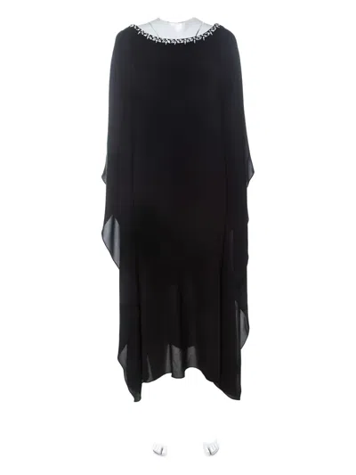 Pre-owned Michael Kors Vintage Embellished Asymmetric Dress In Black