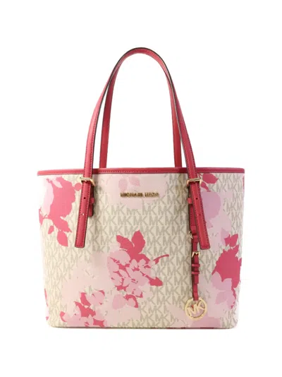 Pre-owned Michael Kors Vintage Floral-print Tote Bag In Neutrals