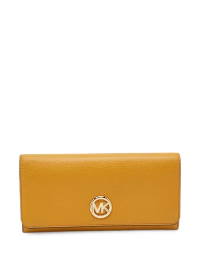 Pre-owned Michael Kors Vintage Fulton Logo-hardware Wallet In Yellow