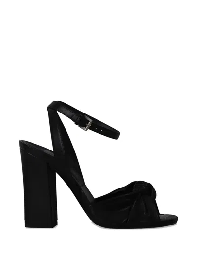 Pre-owned Michael Kors Vintage Gabrielle Knot Block-heel Sandals In Black