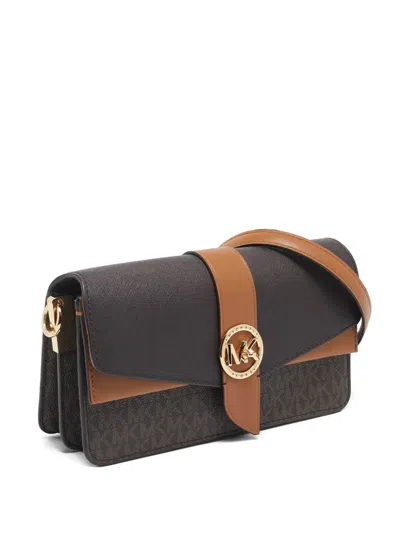 Pre-owned Michael Kors Vintage Greenwich Monogram Shoulder Bag In Brown