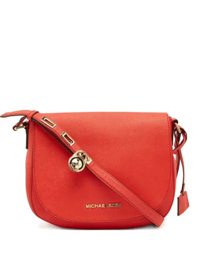Pre-owned Michael Kors Vintage Hamilton Leather Cross Body Bag In Red