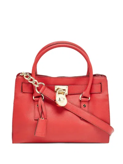 Pre-owned Michael Kors Vintage Hamilton North South Leather Tote Bag In Red