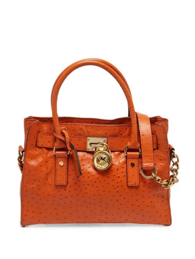 Pre-owned Michael Kors Vintage Hamilton Ostrich-effect Tote Bag In Orange