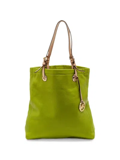 Pre-owned Michael Kors Vintage Jet Set Leather Tote Bag In Green